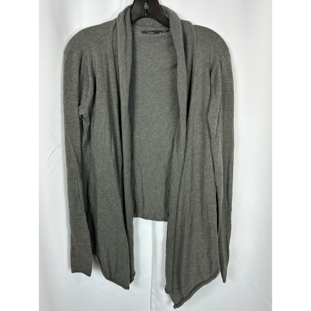 Prana Gray 100% Organic Cotton Open Front Draped Neutral Cardigan Medium